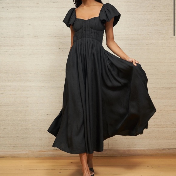 la ligne black dress La Ligne Black Gathered Acetate Viscose Dress sz 8 l Michael's Luxury Consignment Michael's Consignment NYC